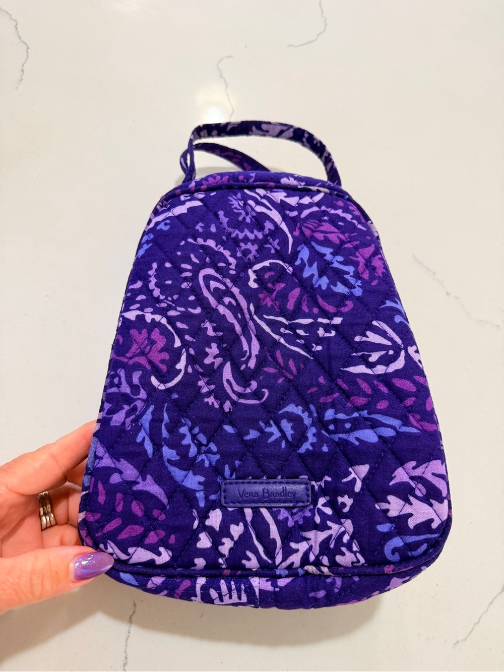 Vera Bradley Purple Floral Quilted Lunch Bag with Lavender Accents